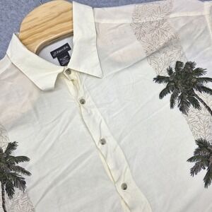 ST JOHNS BAY Men's 3XL Tall 100% Rayon Tropical Palm Tree Floral Hawaiian Shirt